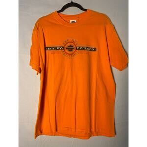 Harley Davidson Since 1903 IndyWest Plainfield, IN Graphic Orange Shirt Large